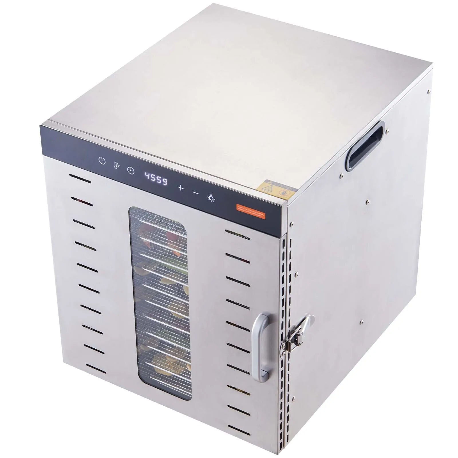AS Equipment stainless steel food dehydrator with 10 trays and digital controls