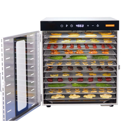 AS Equipment stainless steel food dehydrator with 10 trays and digital controls
