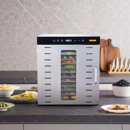 AS Equipment stainless steel food dehydrator with 10 trays and digital controls