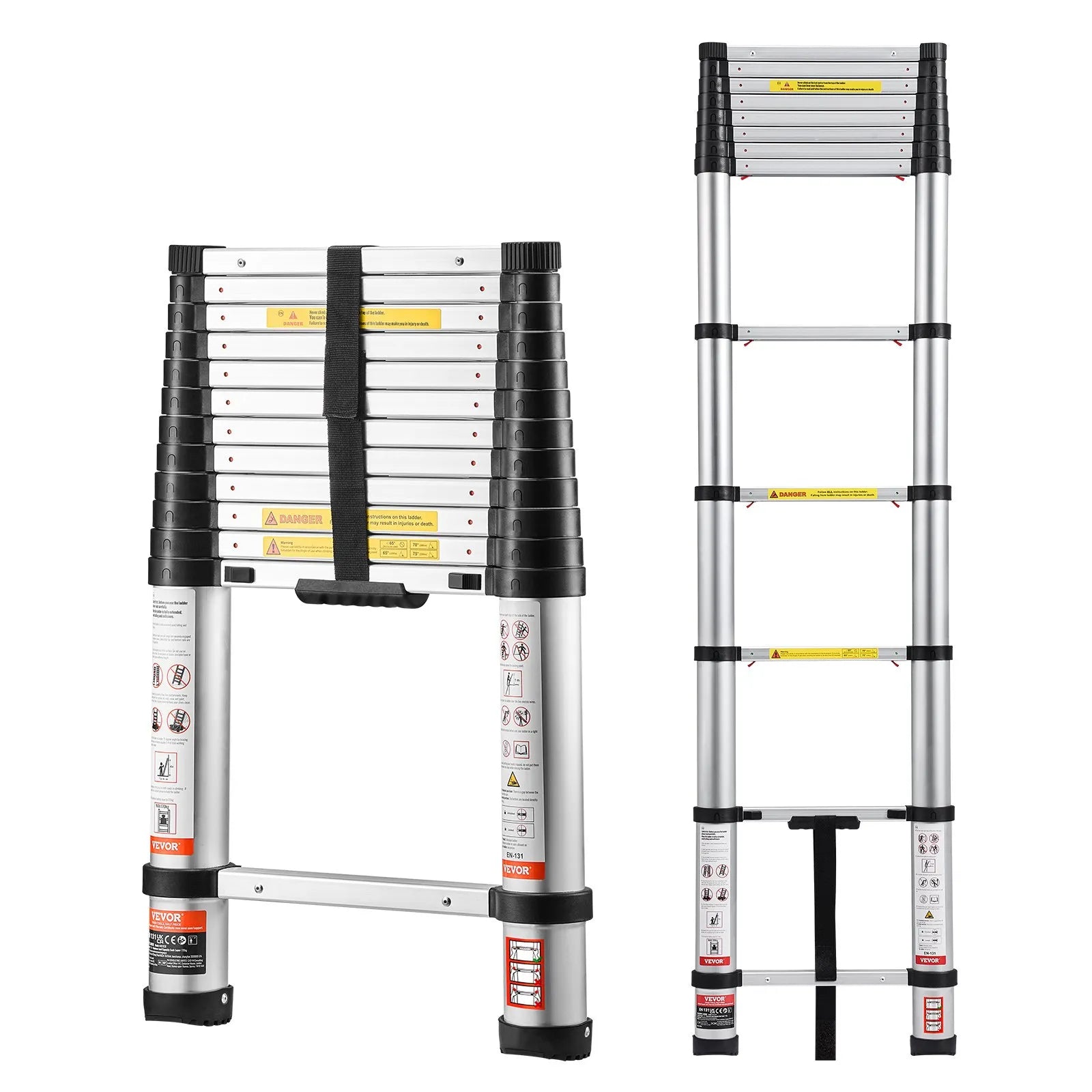 AS Equipment 12.5FT aluminum telescoping ladder with collapsible design