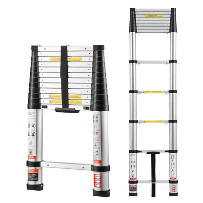 AS Equipment 12.5FT aluminum telescoping ladder with collapsible design