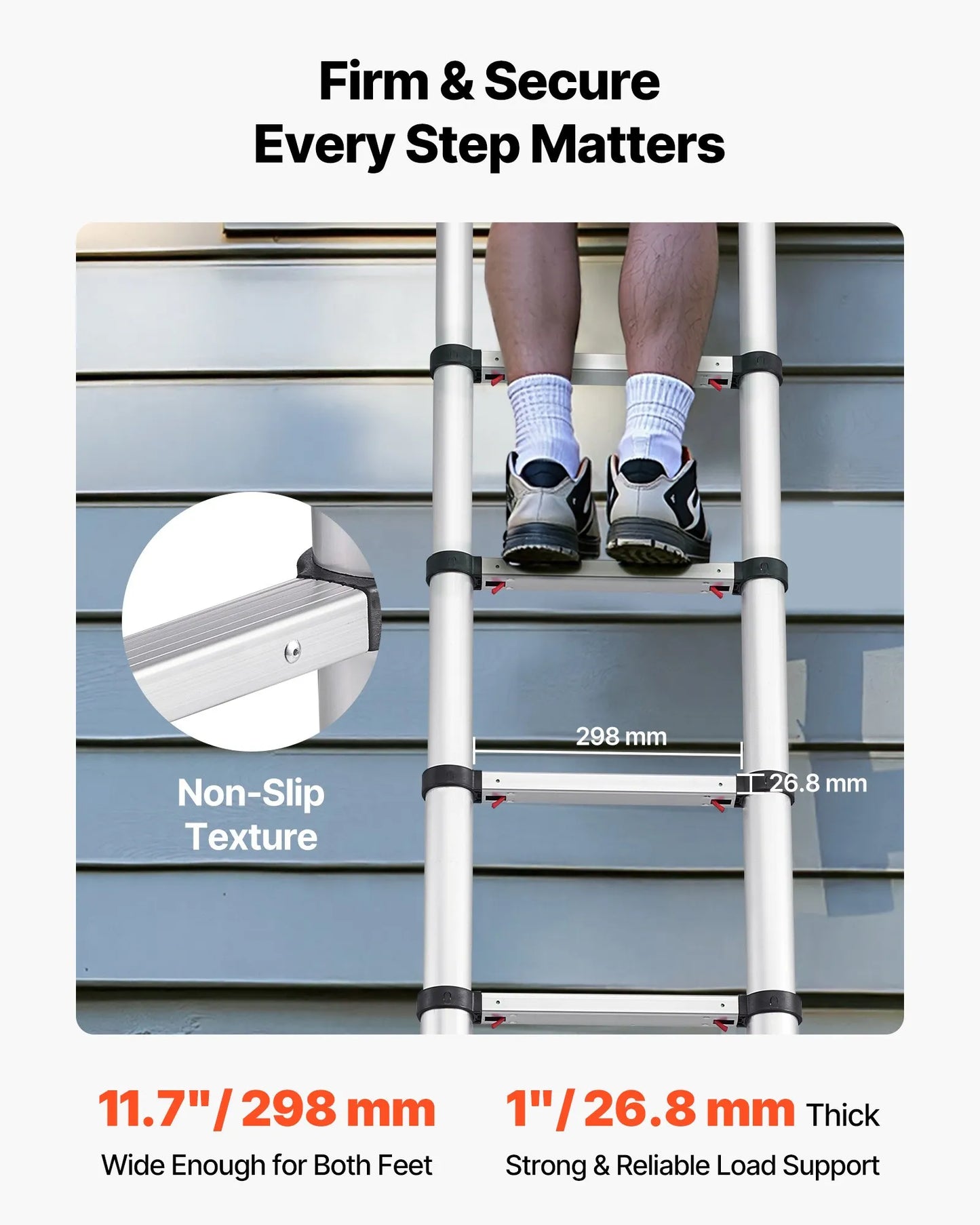 AS Equipment 12.5FT aluminum telescoping ladder with collapsible design