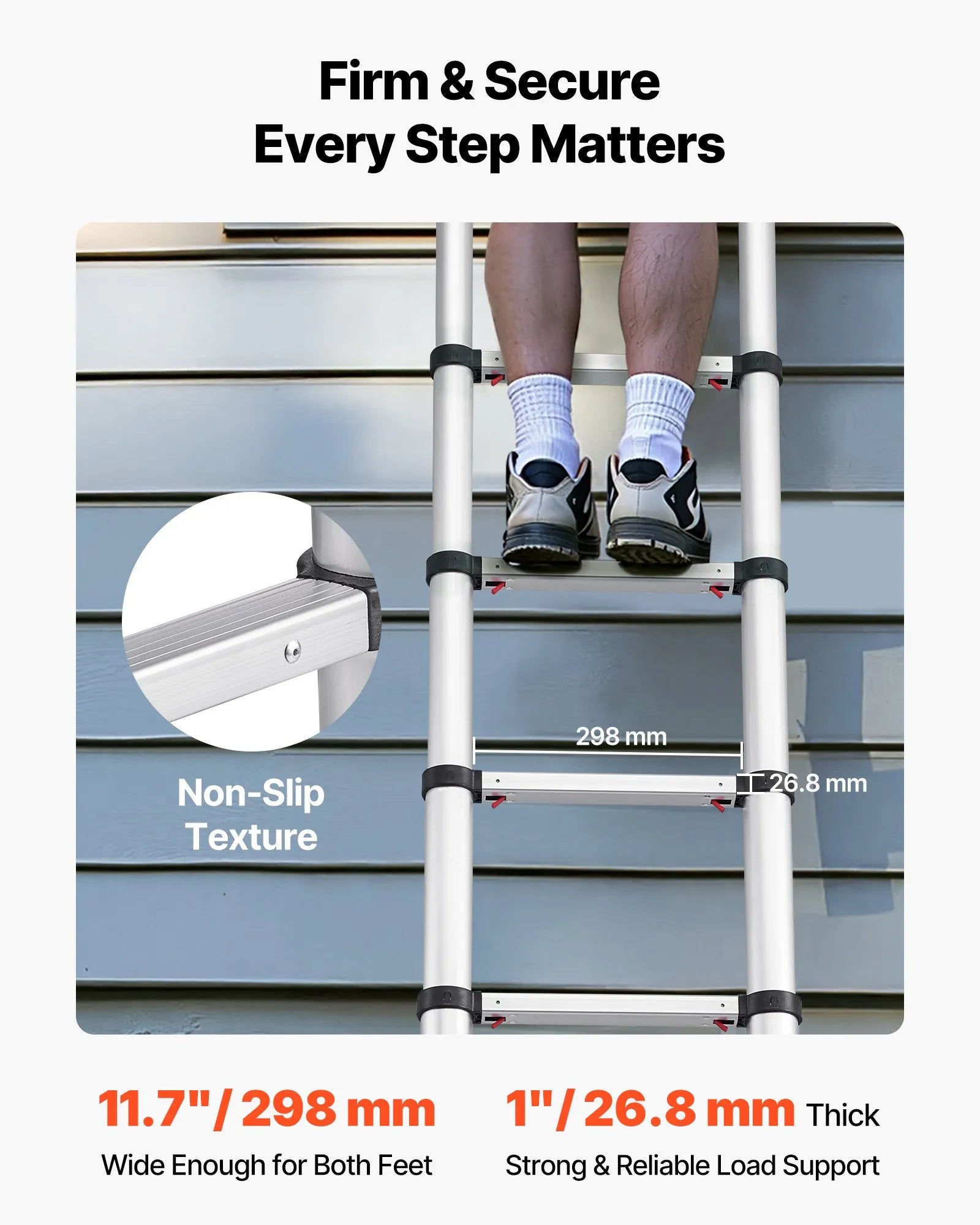 AS Equipment 12.5FT aluminum telescoping ladder with collapsible design
