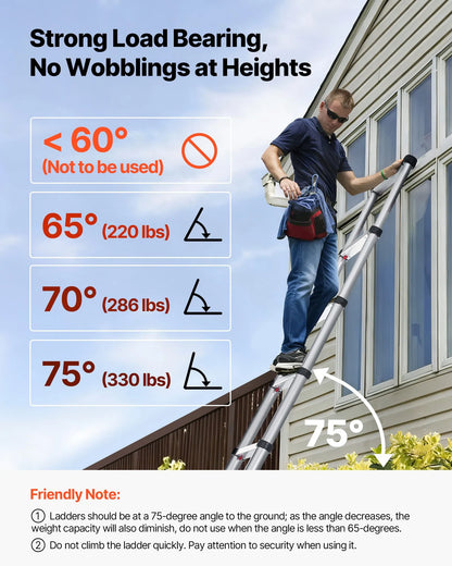 AS Equipment 12.5FT aluminum telescoping ladder with collapsible design