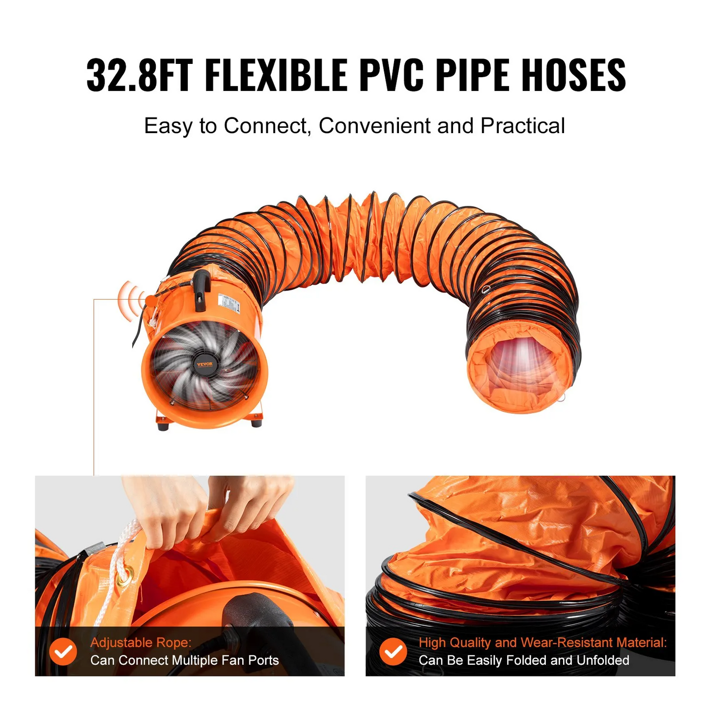 AS Equipment 12 inch portable ventilator fan with flexible duct hose