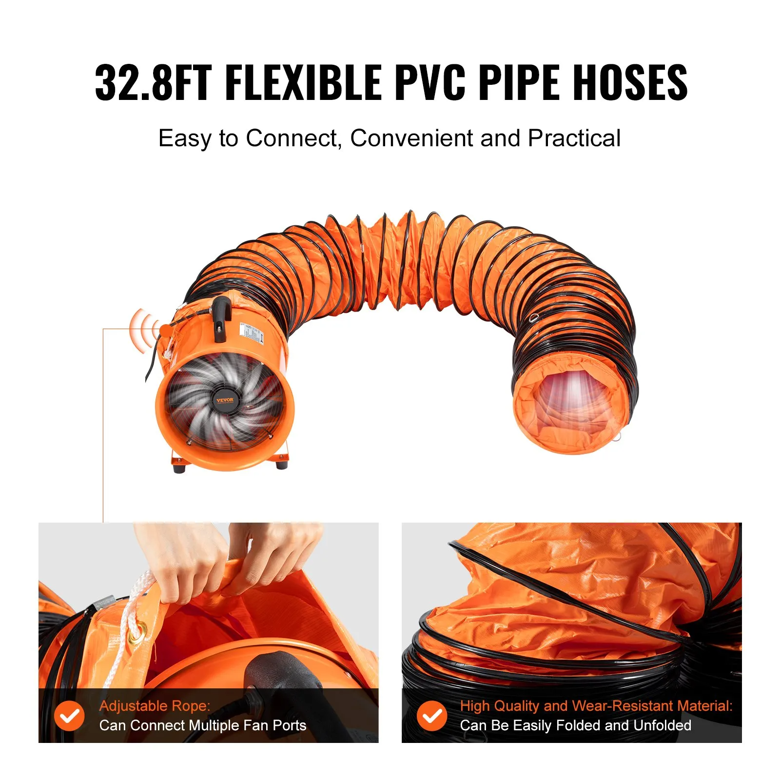 AS Equipment 12 inch portable ventilator fan with flexible duct hose
