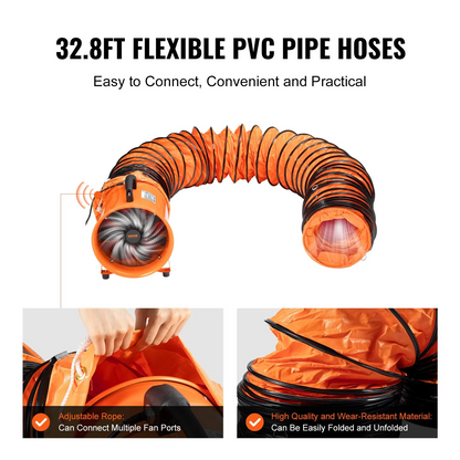 AS Equipment 12 inch portable ventilator fan with flexible duct hose