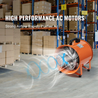 AS Equipment 12 inch portable ventilator fan with flexible duct hose