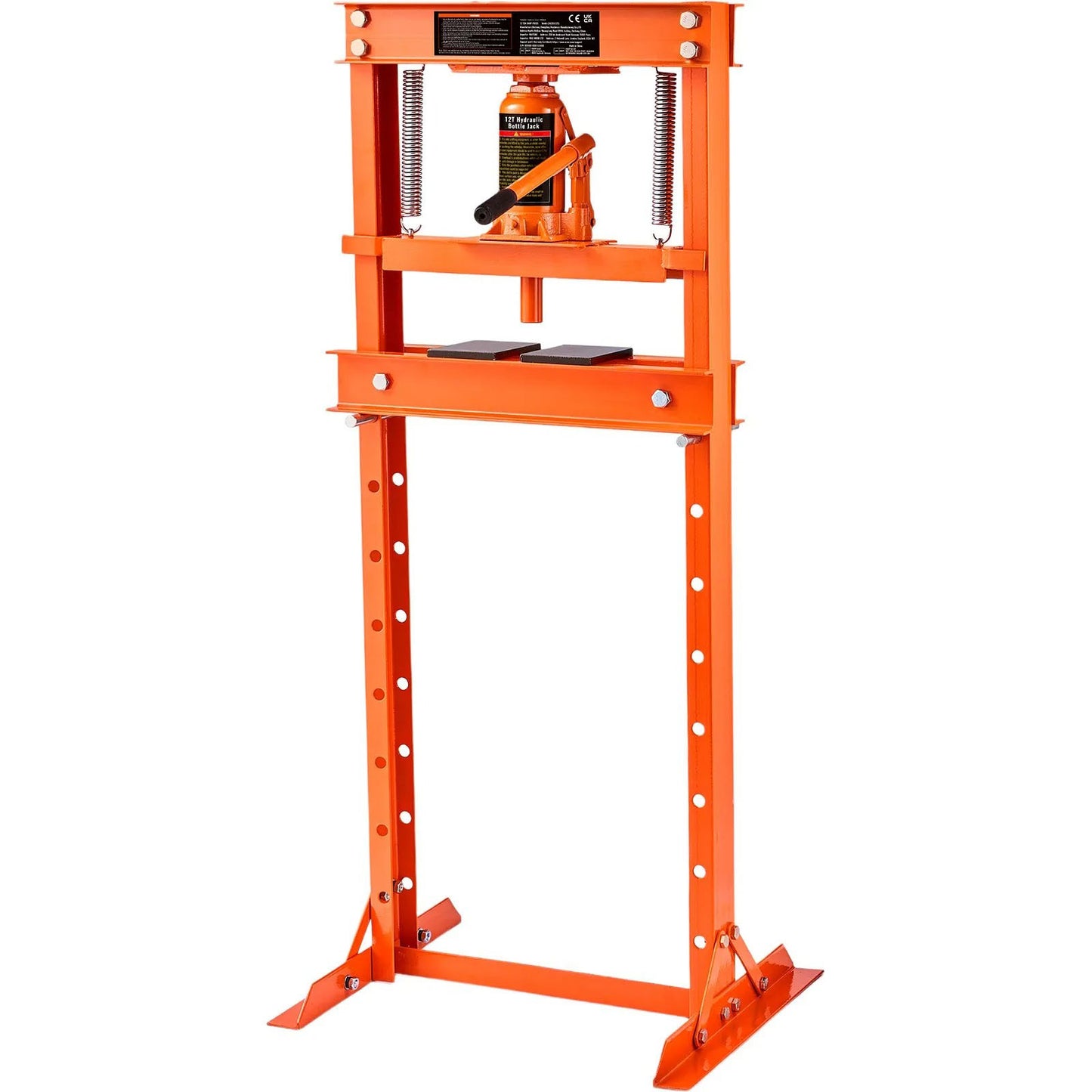 AS Equipment 12 ton hydraulic H-frame shop press with adjustable working height