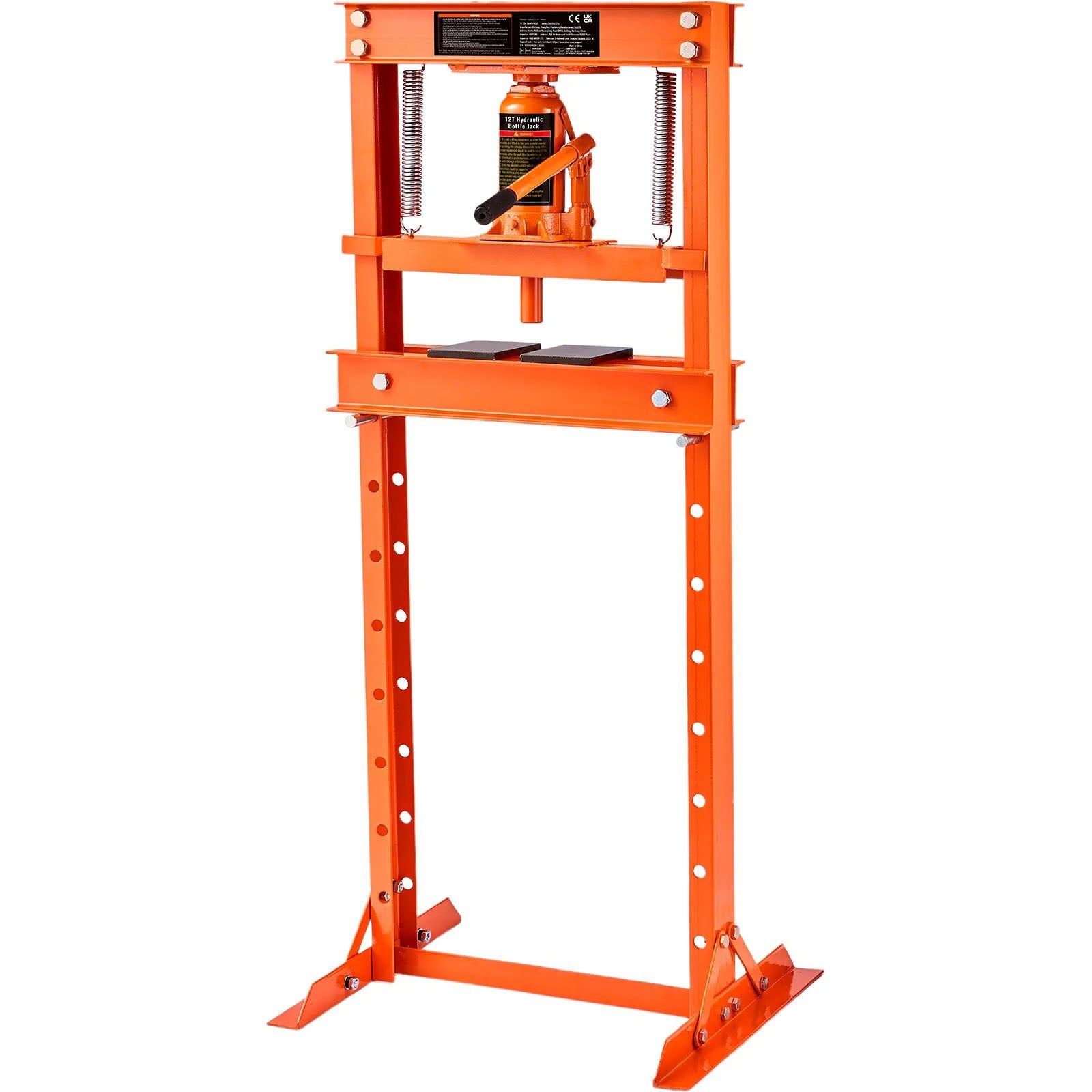AS Equipment 12 ton hydraulic H-frame shop press with adjustable working height