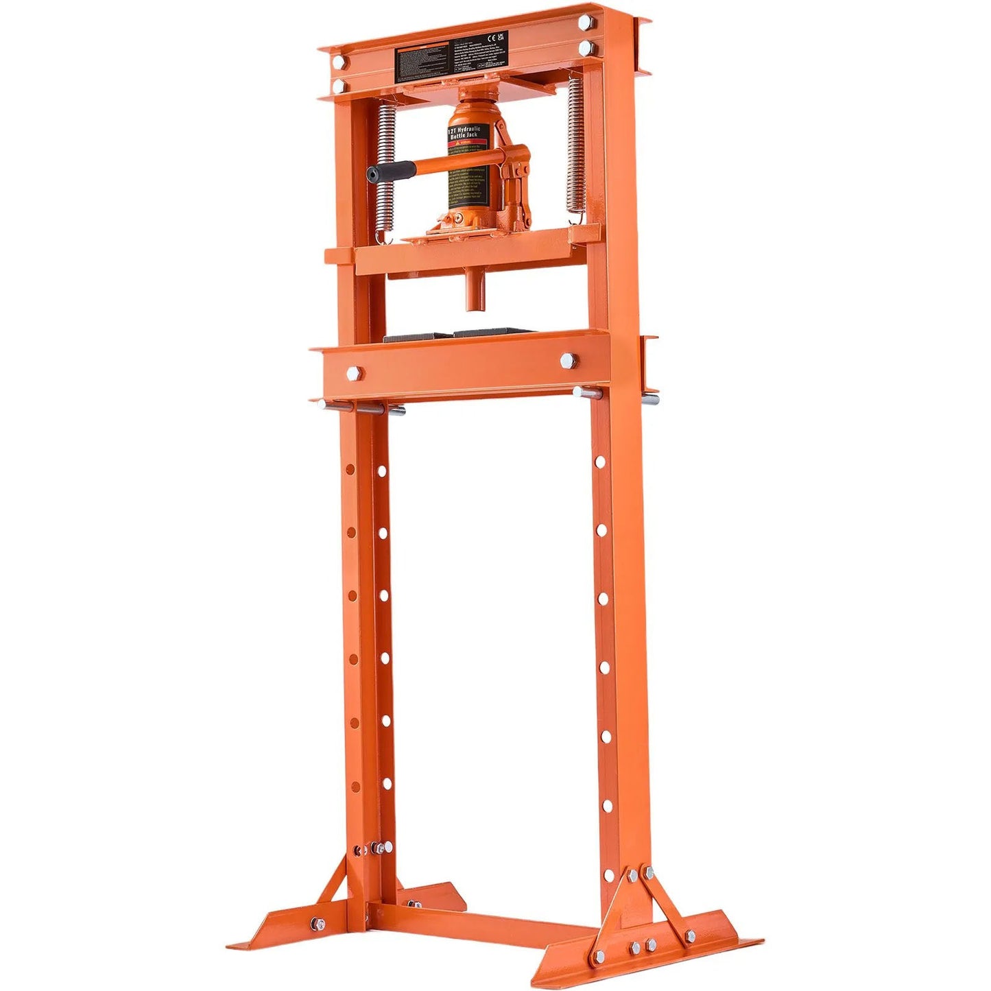 AS Equipment 12 ton hydraulic H-frame shop press with adjustable working height