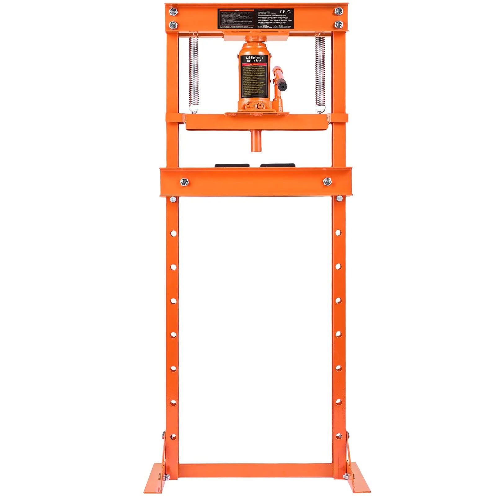 AS Equipment 12 ton hydraulic H-frame shop press with adjustable working height
