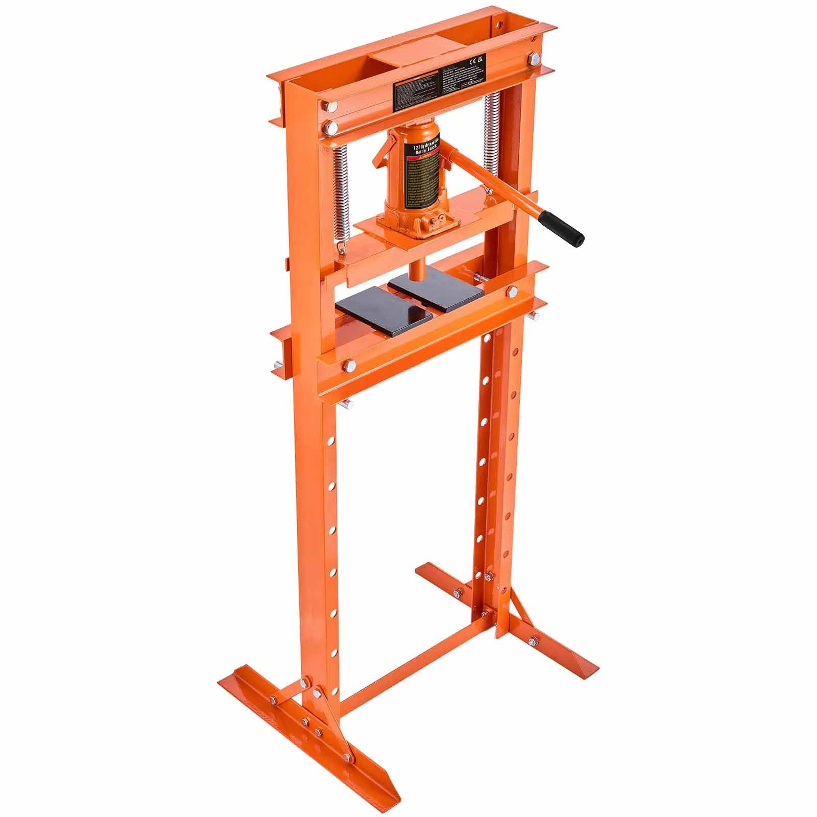 AS Equipment 12 ton hydraulic H-frame shop press with adjustable working height