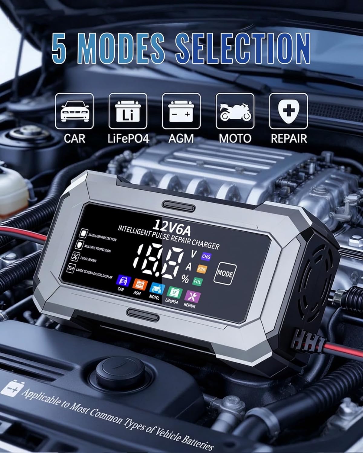 12V 6A smart battery charger maintainer product image 2