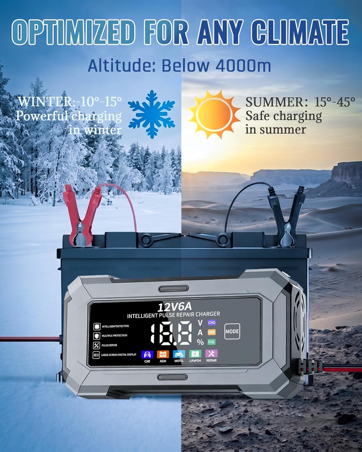 12V 6A smart battery charger maintainer product image 6