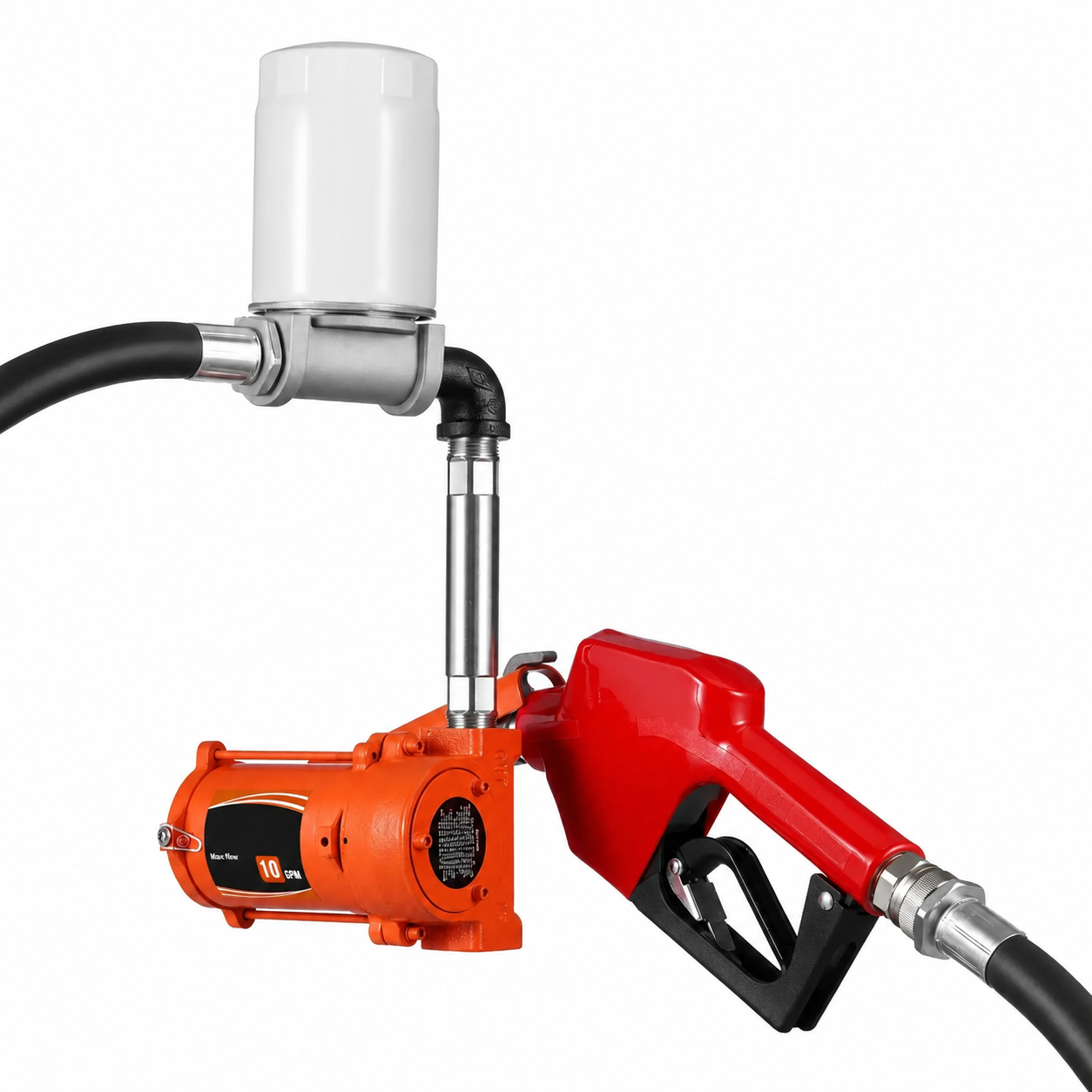 AS Equipment 12V portable fuel transfer pump kit with hose and nozzle
