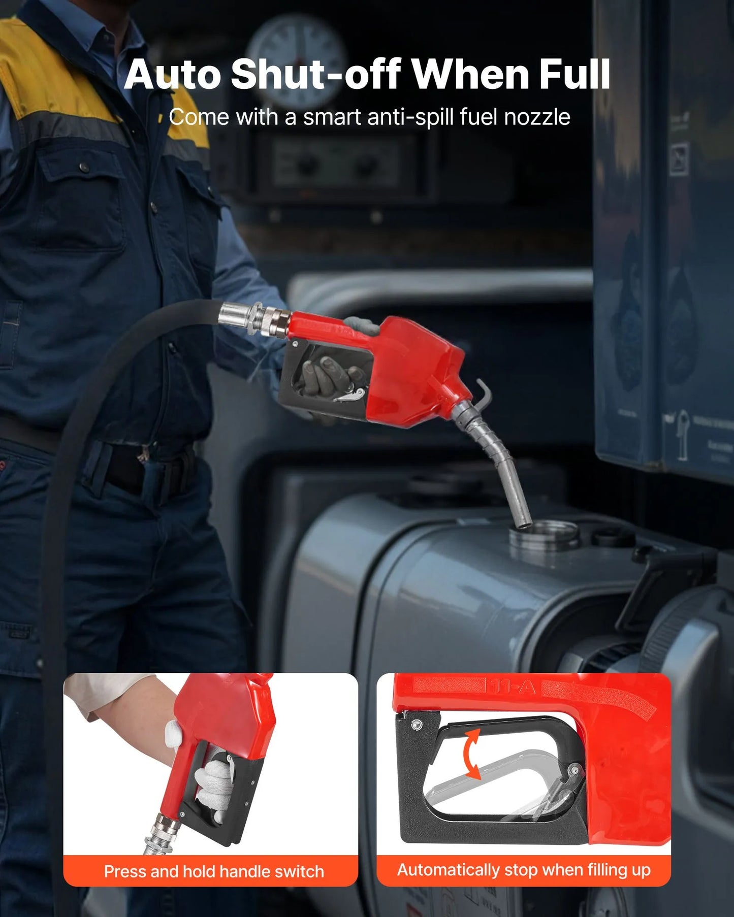 AS Equipment 12V portable fuel transfer pump kit with hose and nozzle