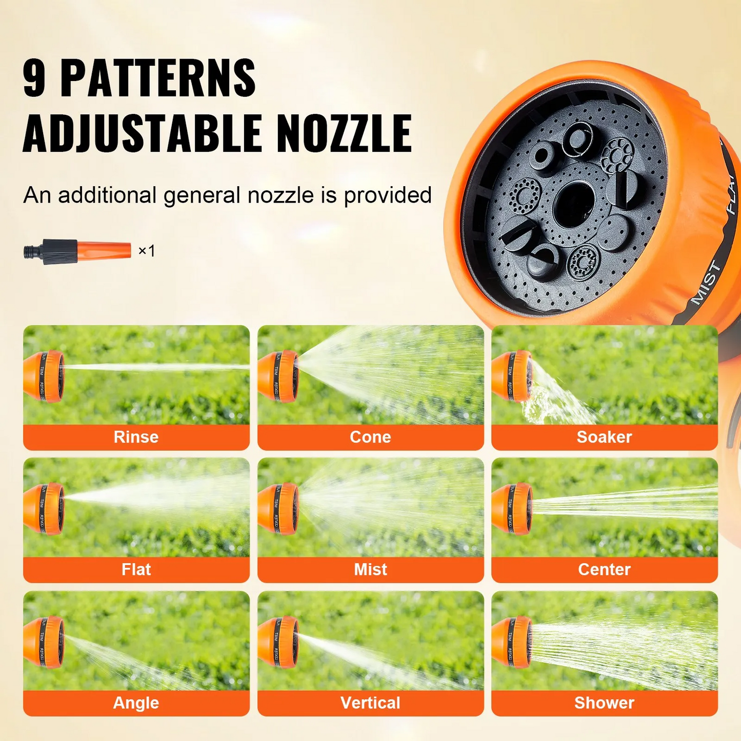 AS Equipment 130ft retractable garden hose reel wall mounted with 9 spray nozzle