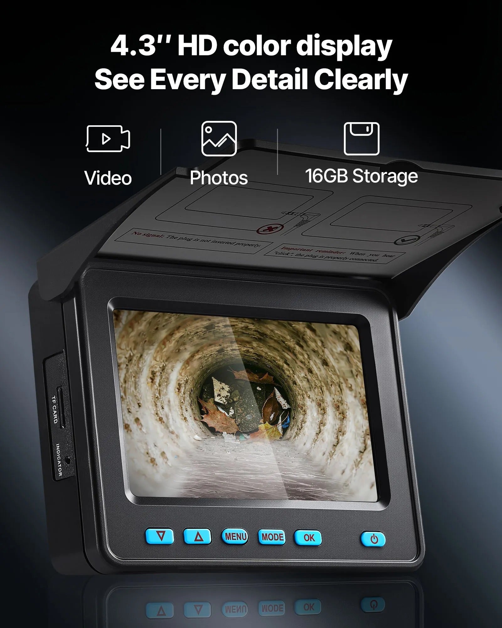 AS Equipment 164FT sewer inspection camera with HD screen and waterproof pipe camera