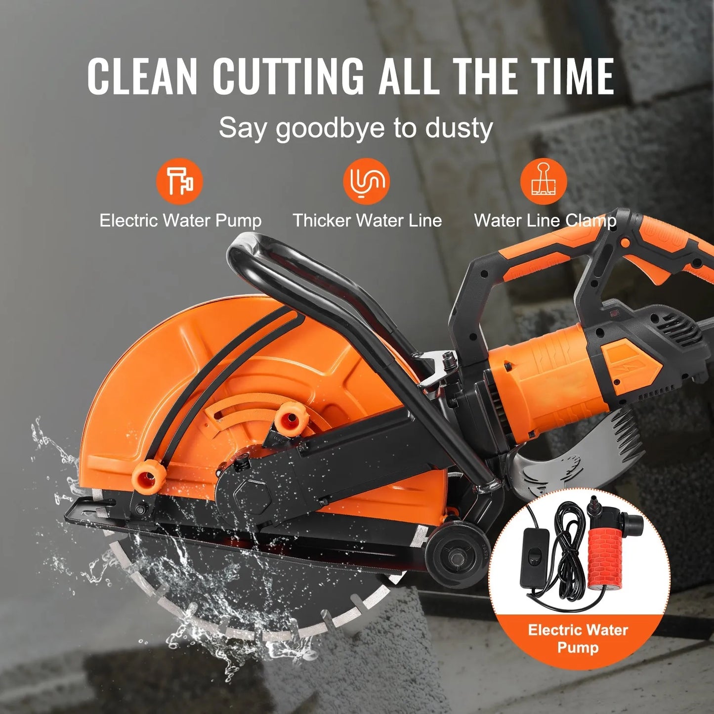 AS Equipment 16 inch electric concrete saw with wet cutting system
