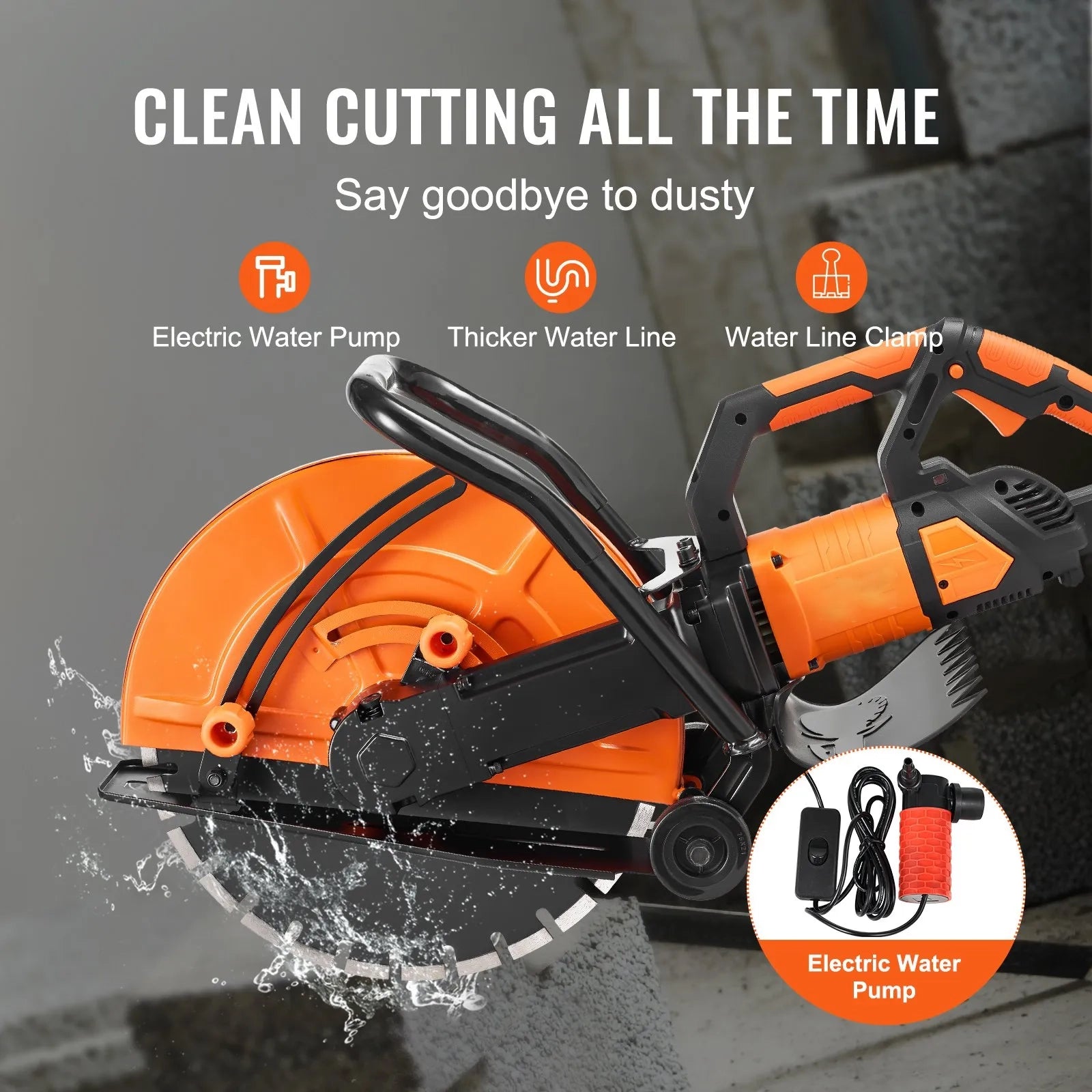 AS Equipment 16 inch electric concrete saw with wet cutting system