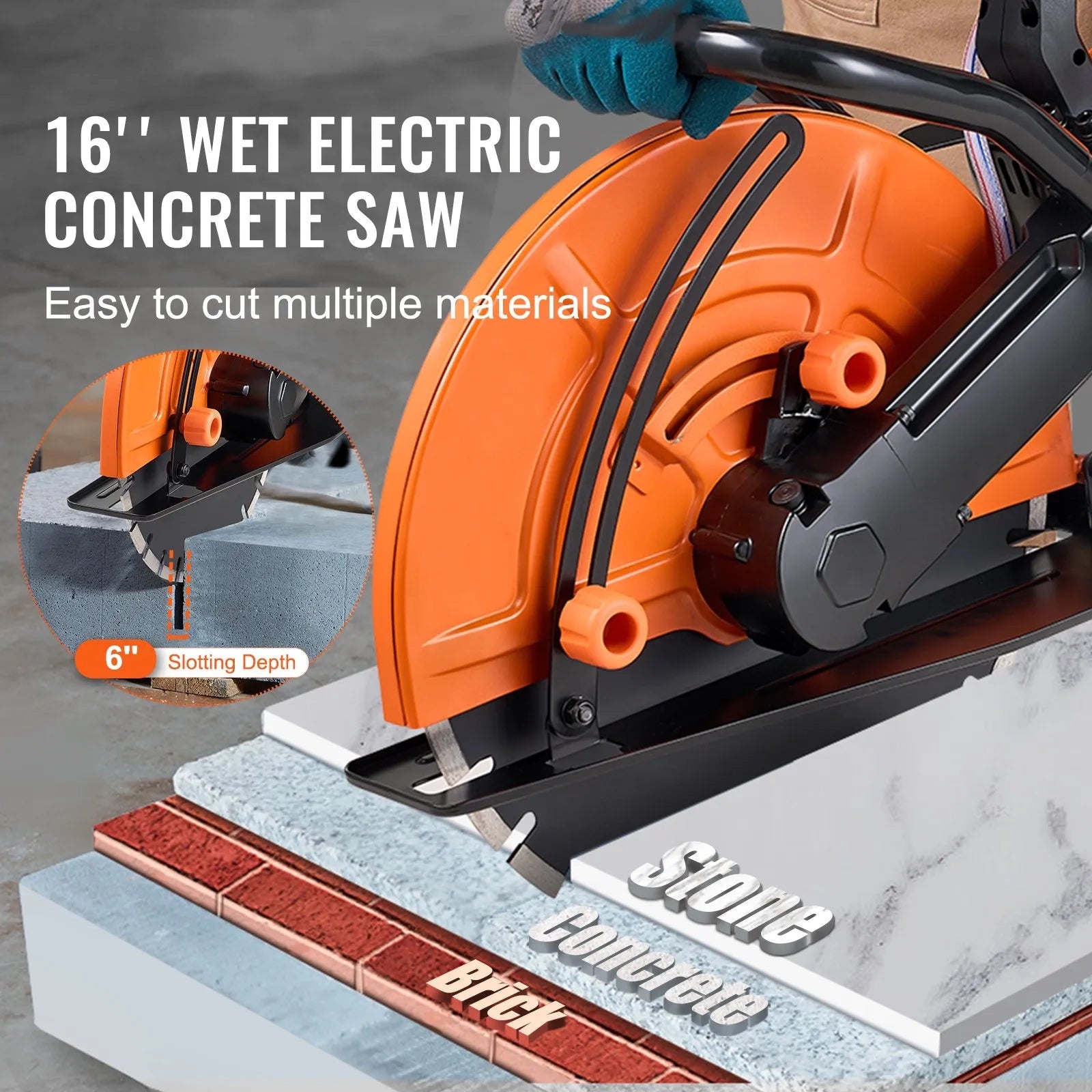 AS Equipment 16 inch electric concrete saw with wet cutting system