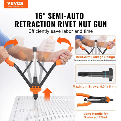 AS Equipment 16 inch rivet nut tool kit with mandrels and rivet nuts