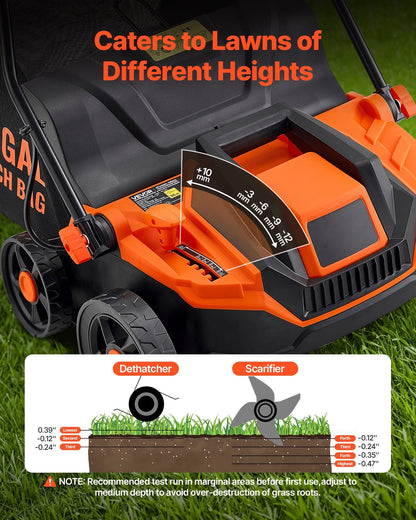 AS Equipment 13 inch electric dethatcher and scarifier with collection bag