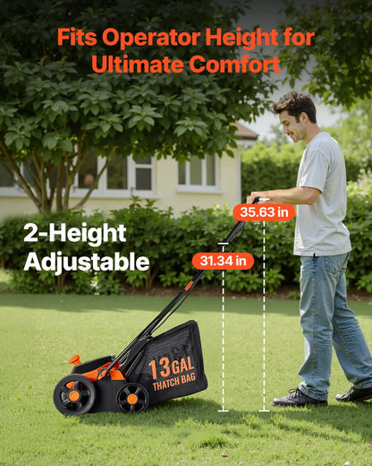 AS Equipment 13 inch electric dethatcher and scarifier with collection bag