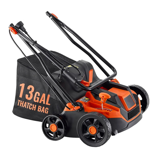 AS Equipment 13 inch electric dethatcher and scarifier with collection bag