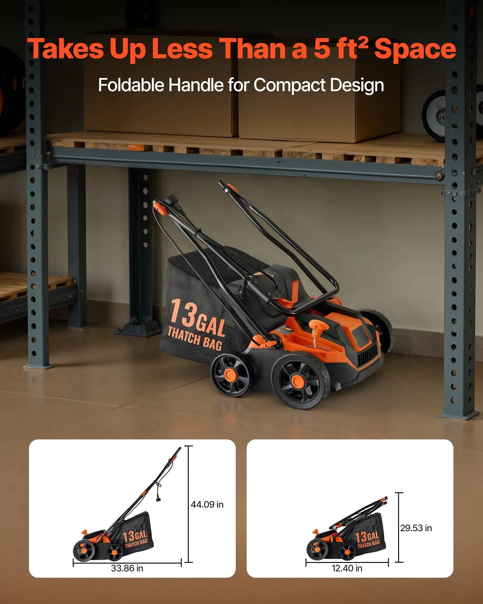 AS Equipment 13 inch electric dethatcher and scarifier with collection bag