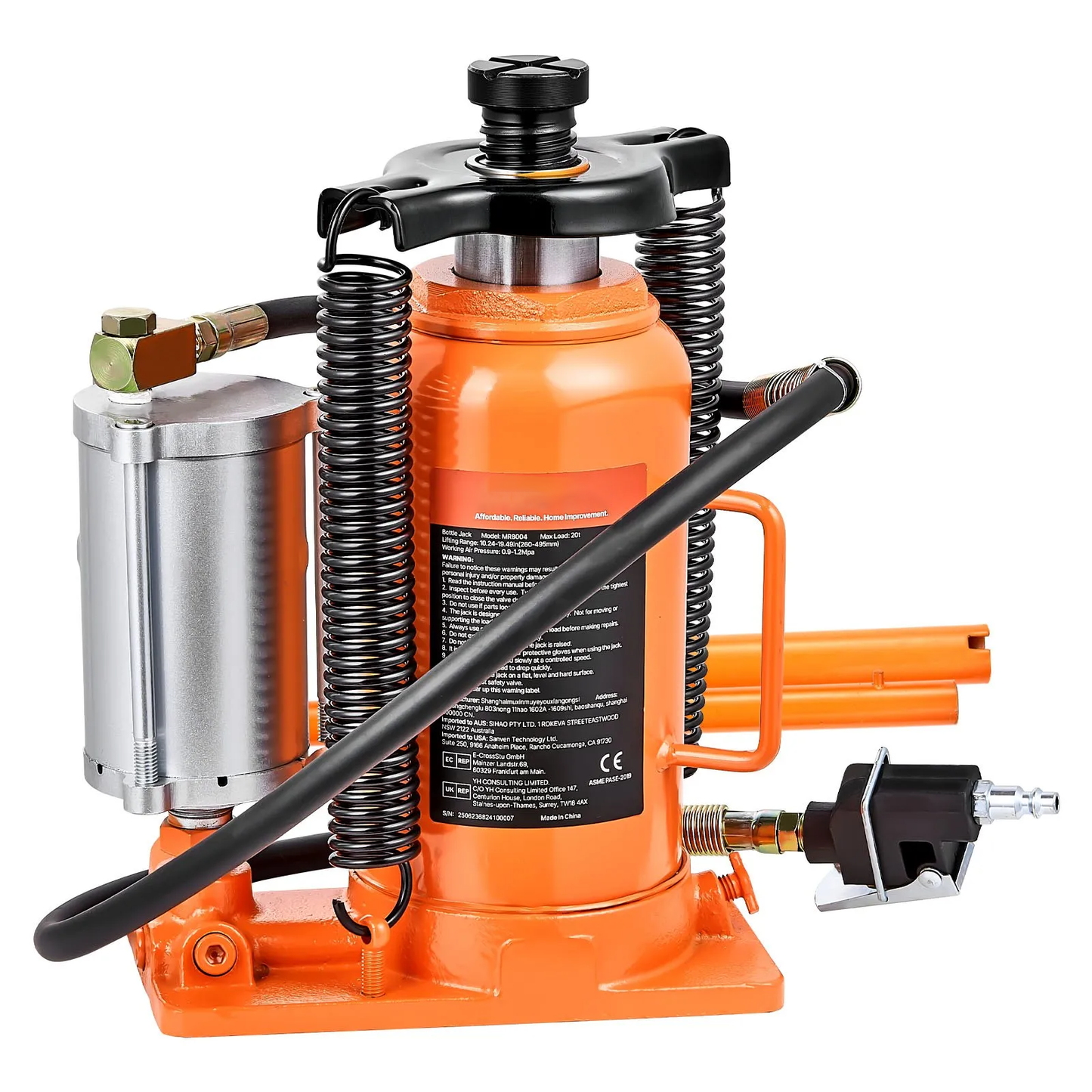 AS Equipment 20 Ton Air Hydraulic Bottle Jack
