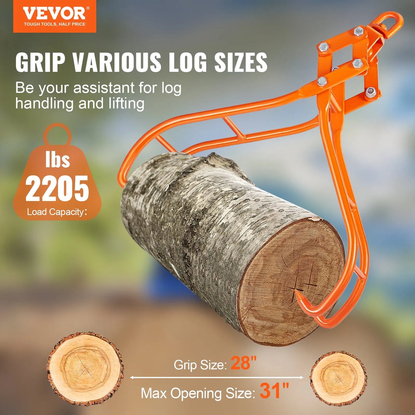 AS Equipment 28 inch timber claw log grapple with swivel lifting ring