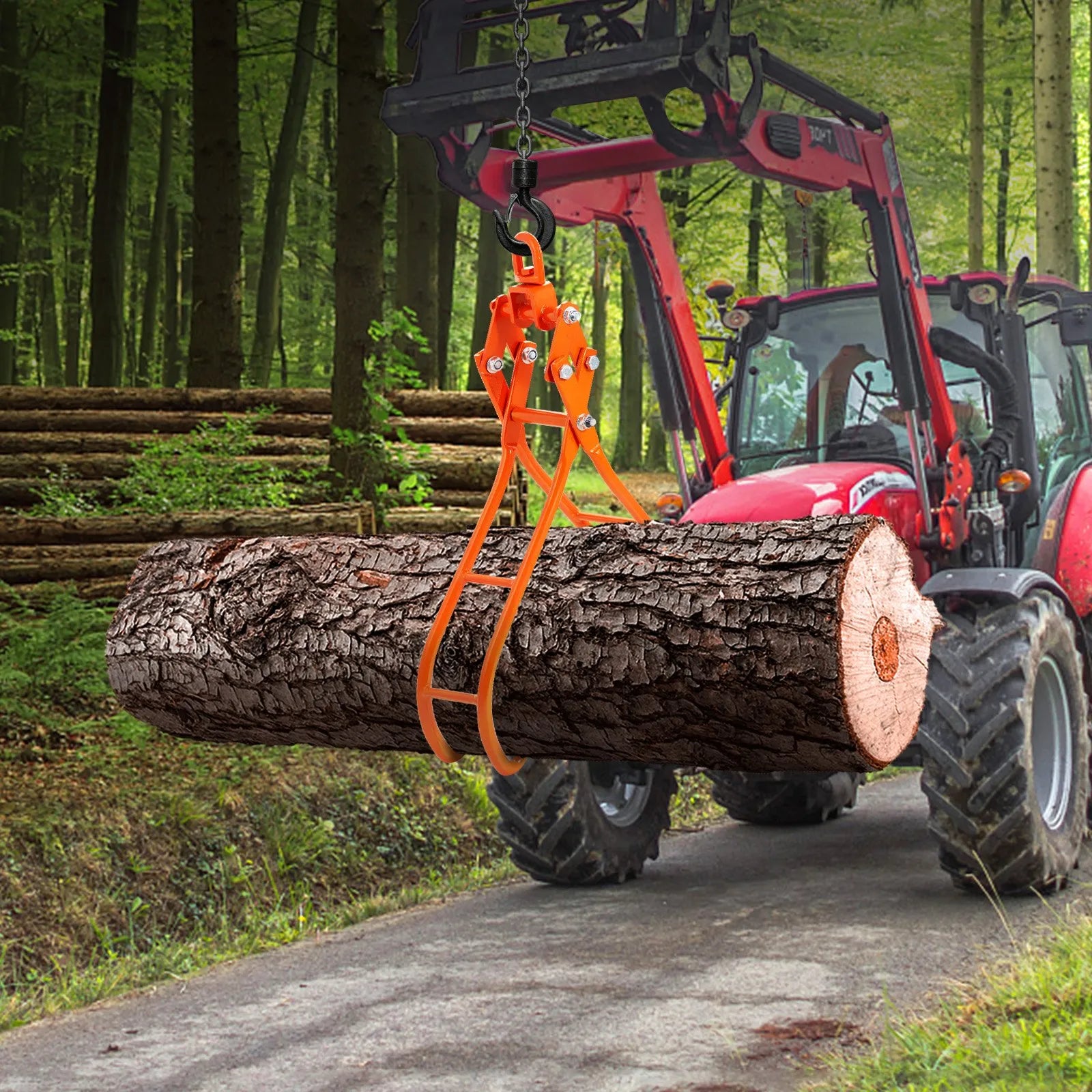 AS Equipment 28 inch timber claw log grapple with swivel lifting ring