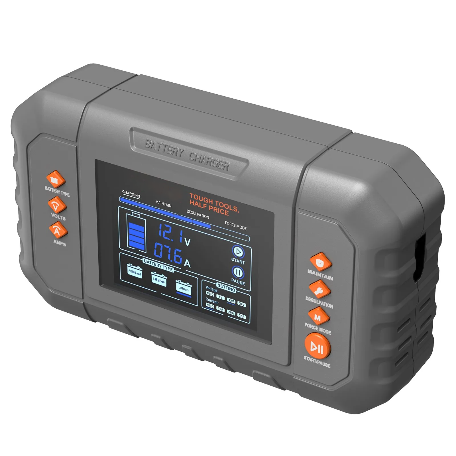 AS Equipment 35A smart battery charger with LCD display for automotive and marine batteries