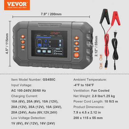 AS Equipment 35A smart battery charger with LCD display for automotive and marine batteries