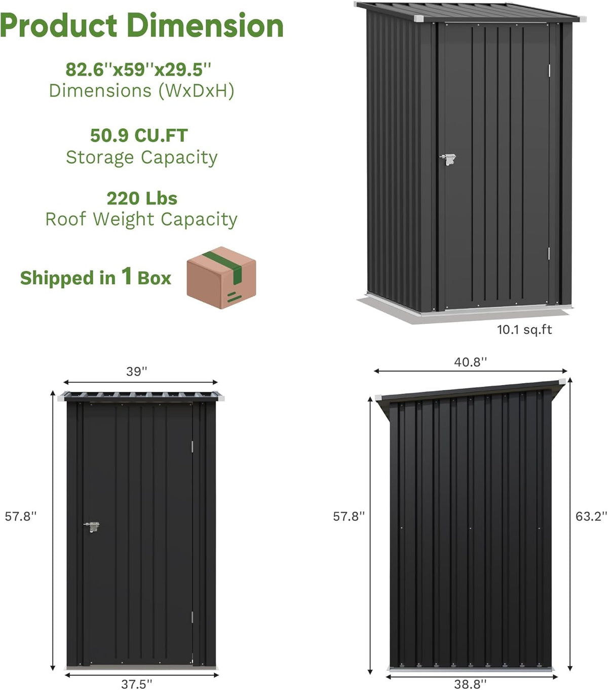 3 x 3 ft metal outdoor storage shed product image 4