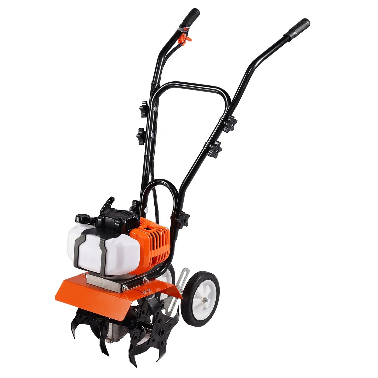AS Equipment 43CC garden tiller cultivator with steel tines and wheels