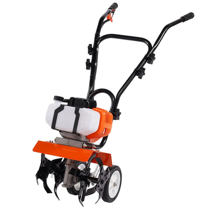 AS Equipment 43CC garden tiller cultivator with steel tines and wheels