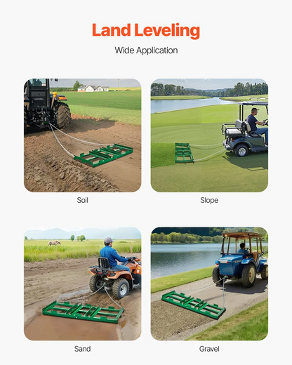 AS Equipment 4FT tow behind drag harrow rake for ATV tractor driveway grading and lawn leveling