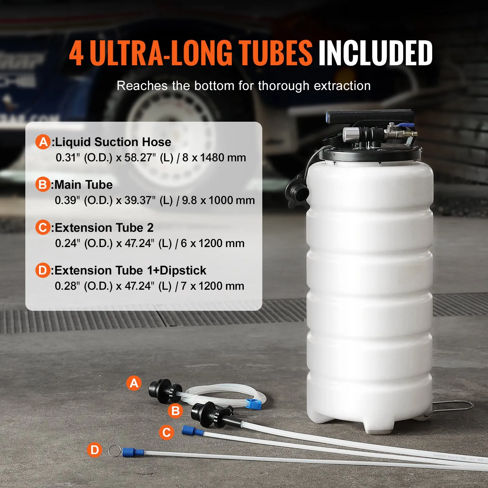 AS Equipment 4 gallon fluid extractor pump with suction hoses and dipstick tubes