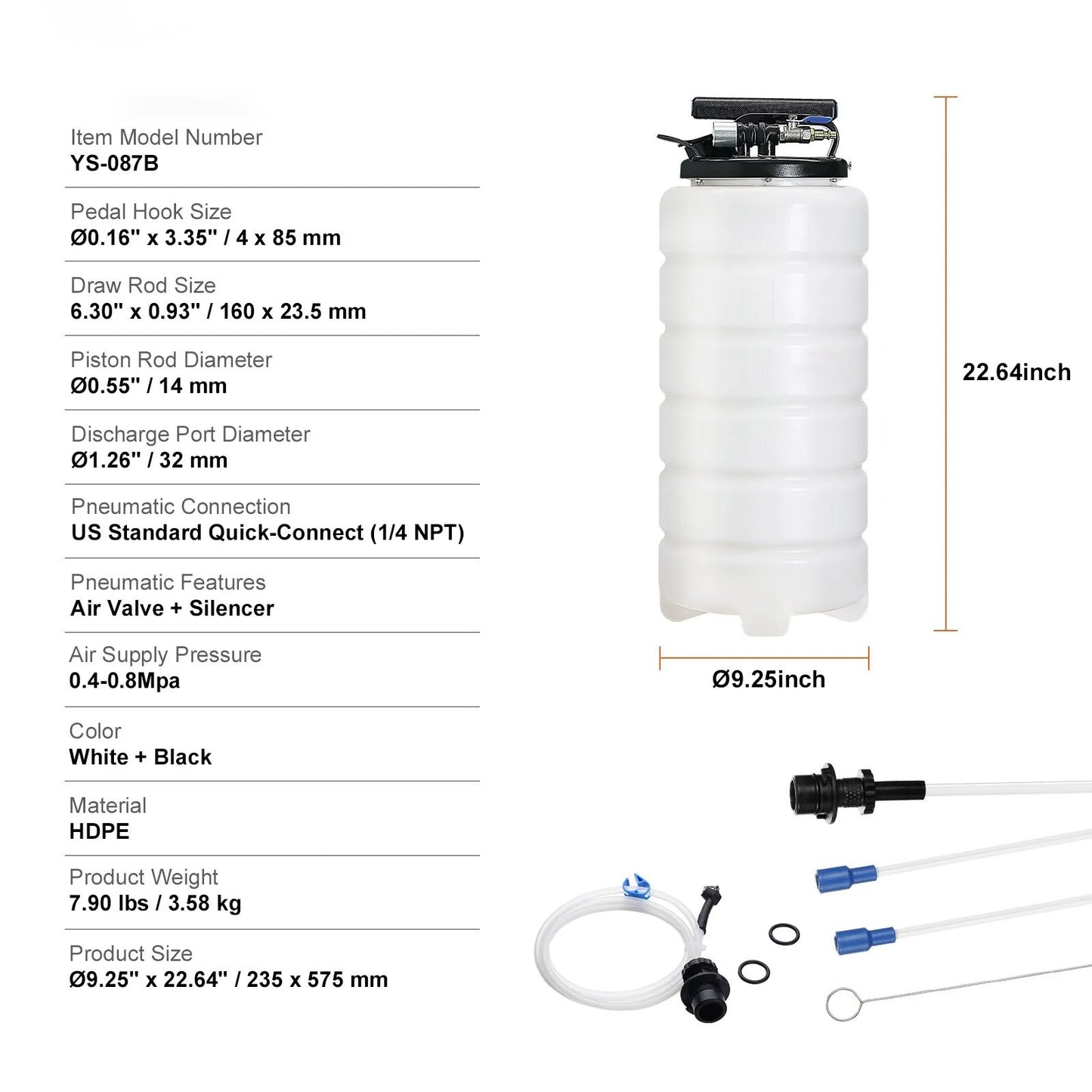 AS Equipment 4 gallon fluid extractor pump with suction hoses and dipstick tubes