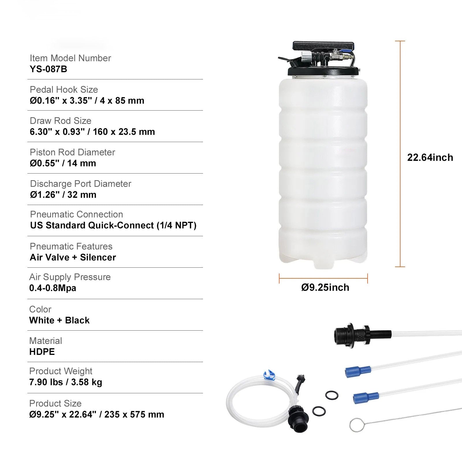 AS Equipment 4 gallon fluid extractor pump with suction hoses and dipstick tubes