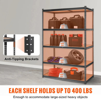 AS Equipment 5 tier heavy duty metal storage shelving unit for garage and pantry