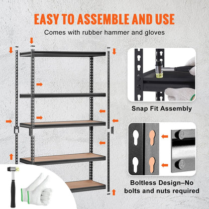 AS Equipment 5 tier heavy duty metal storage shelving unit for garage and pantry