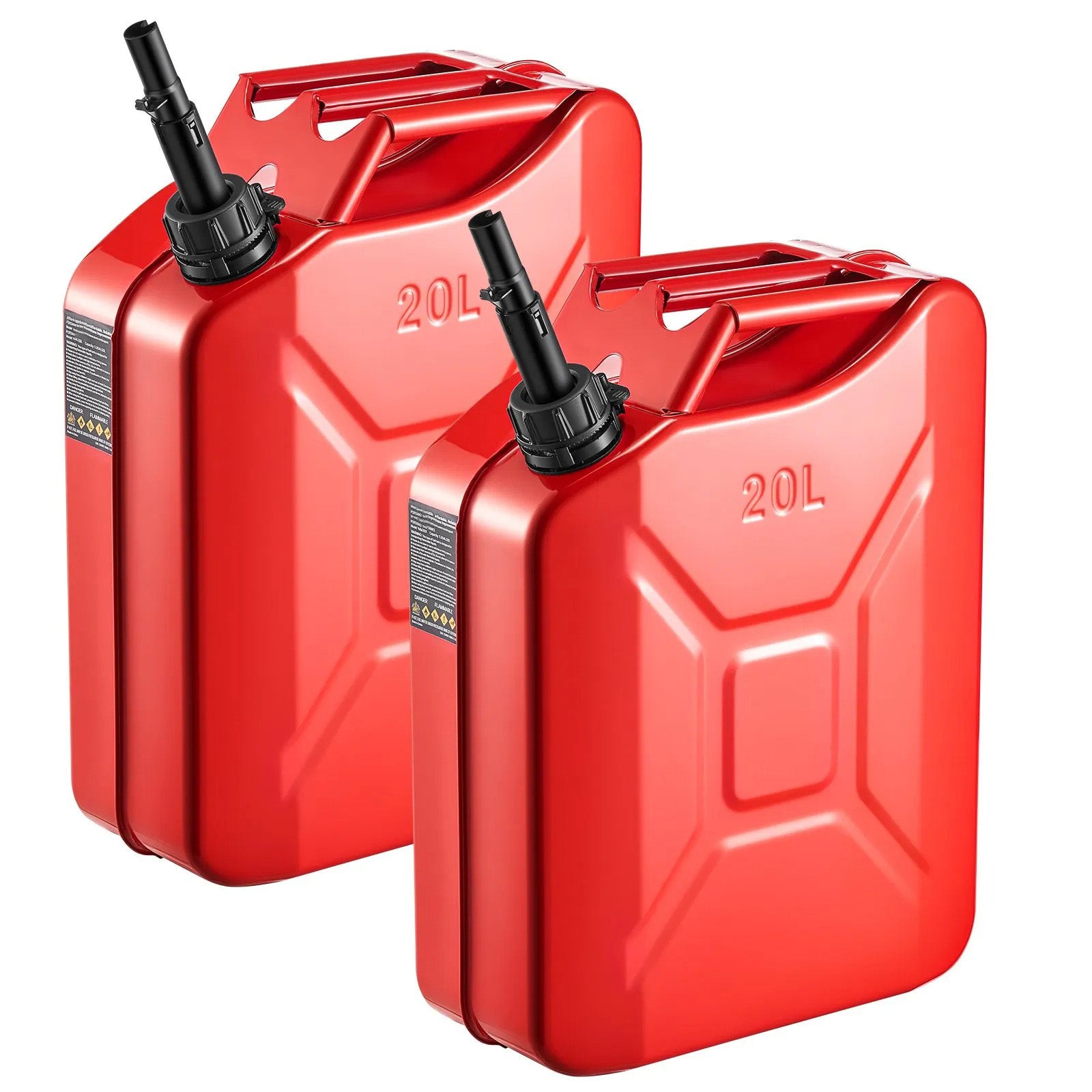 AS Equipment 5.3 gallon metal fuel container with spout and handle 2 pack