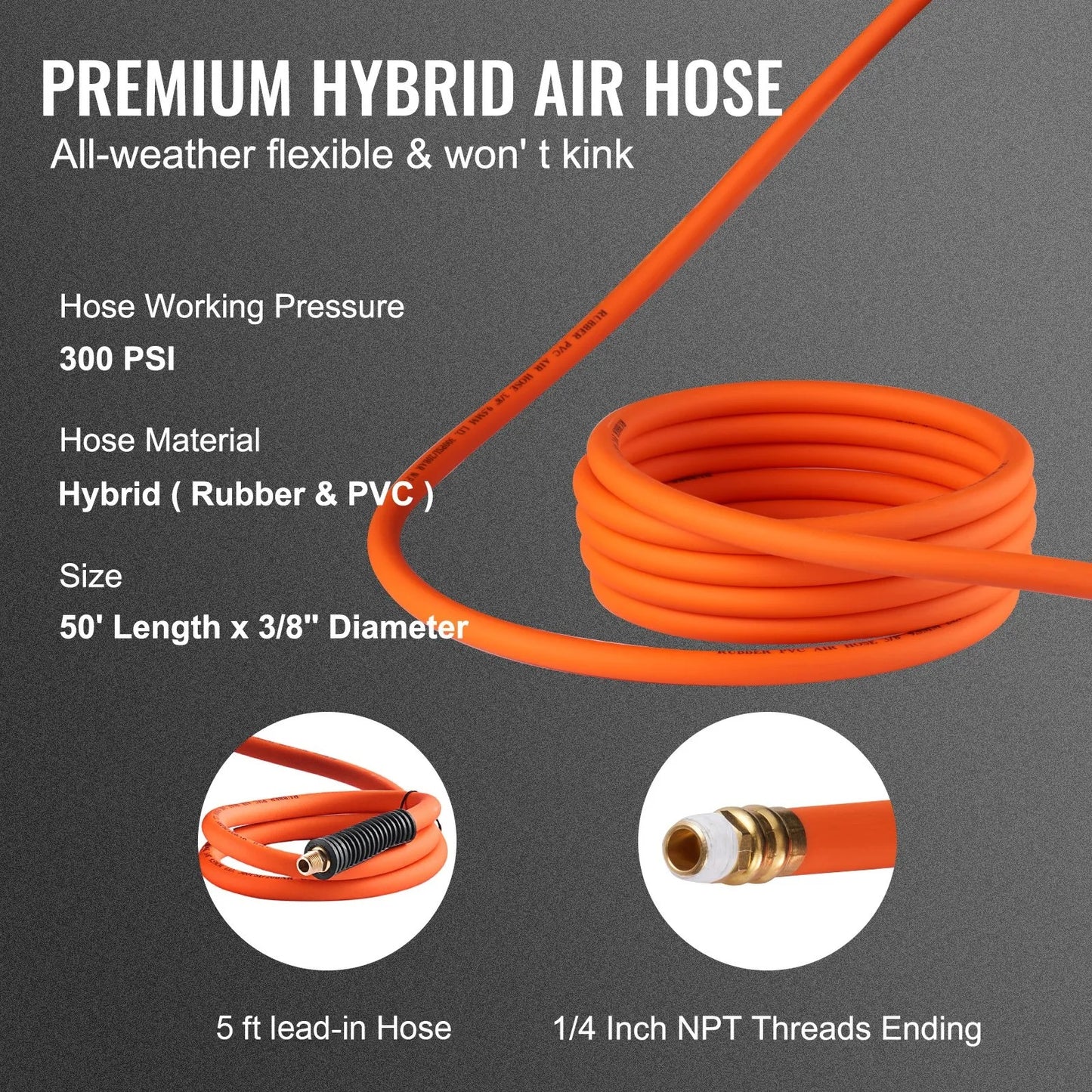 AS Equipment retractable 50FT air hose reel with swivel wall mount