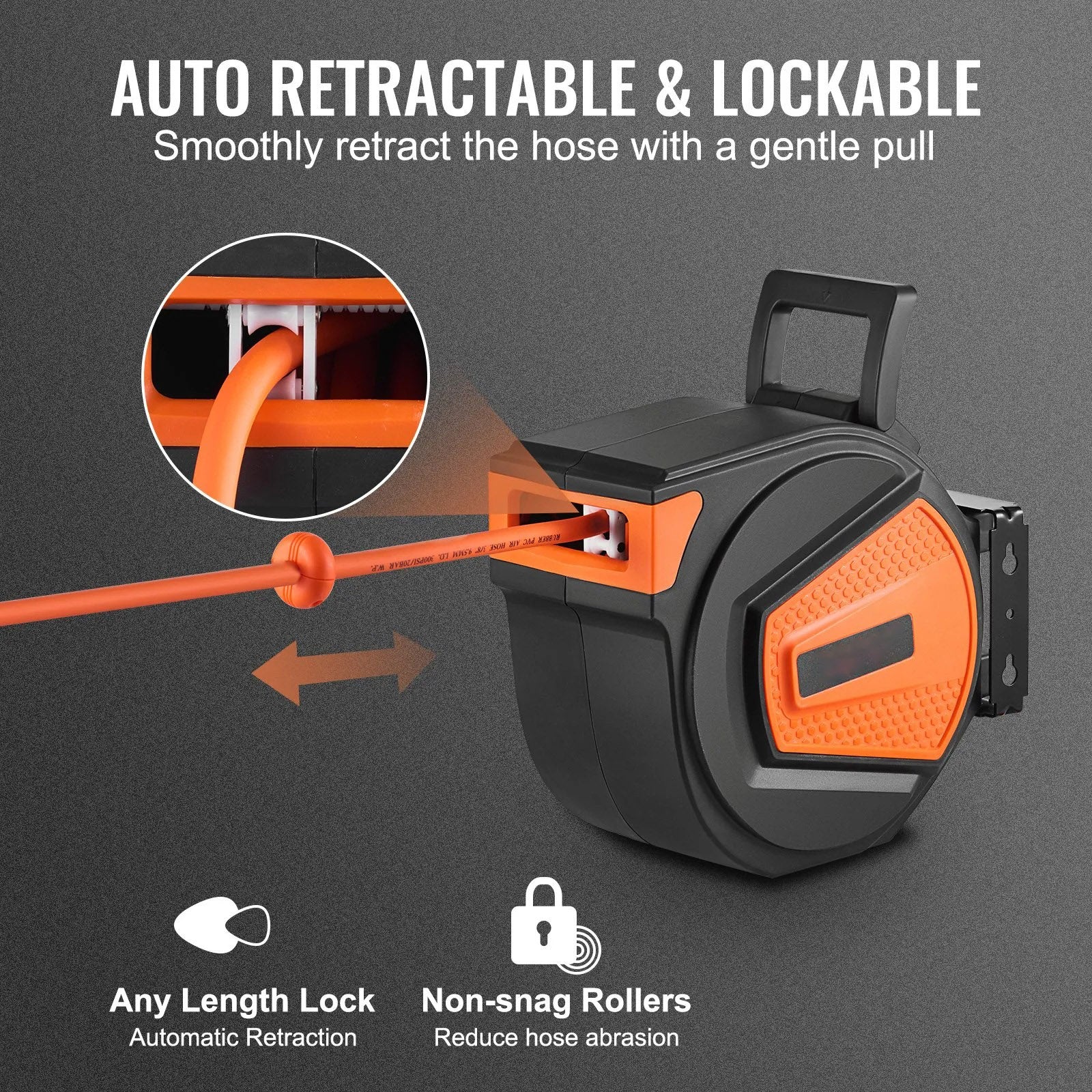 AS Equipment retractable 50FT air hose reel with swivel wall mount