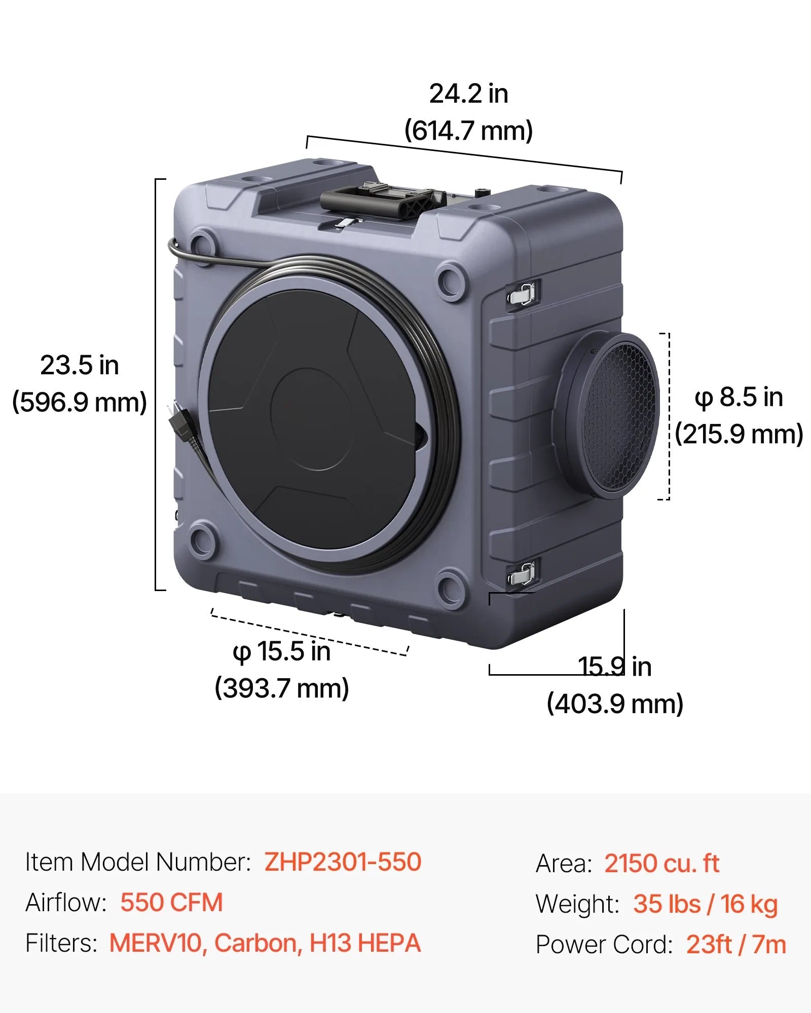 AS Equipment 550 CFM air scrubber with HEPA filtration system