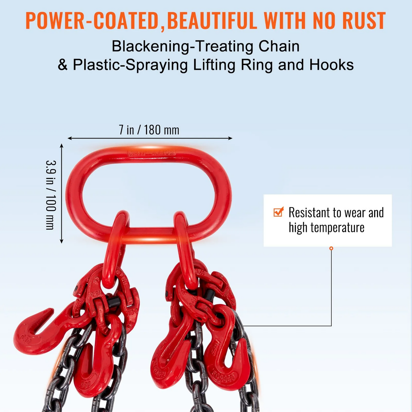 AS Equipment G80 lifting chain sling with four grab hooks and adjusters
